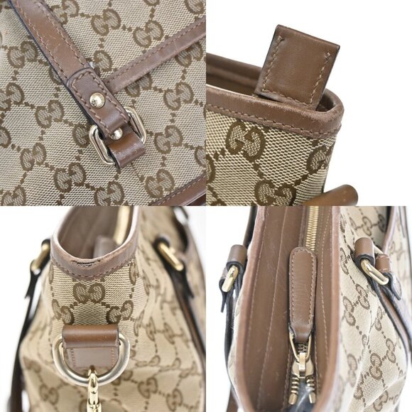 GUCCI GG Pattern 2Way Shoulder Hand Bag Canvas Leather Brown GHW Italy 34EE795 - Picture 8 of 16